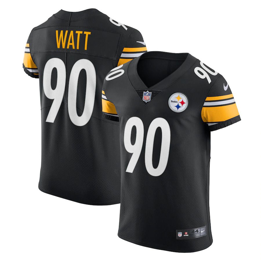Men Pittsburgh Steelers #90 T.J. Watt Nike Black Vapor Elite Player NFL Jersey
